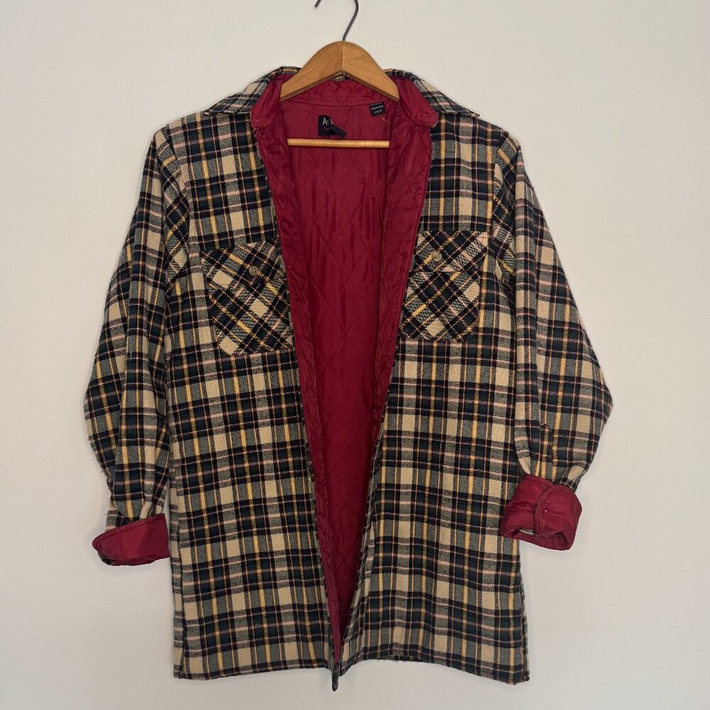 Vintage 1980s Arrow Chore Coat | Earthy Plaid Quilted Lining Shacket Men S - Picture 1 of 8
